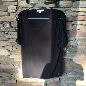 Michael Kors Black Boxy Cut Out Blouse